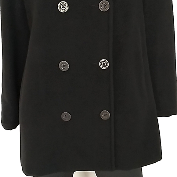 Andrea Brem Womens Black Wool Double Breasted Pea Coat. Sz Small - Picture 3 of 9